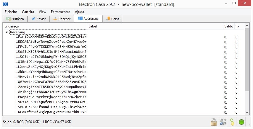 bcc seed import wallet addresses