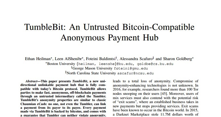 Uma prova de conceito chamada Tumblebit tem animado à comunidade Bitcoin porque pode fornecer um centro de pagamento anônimo e aberto.