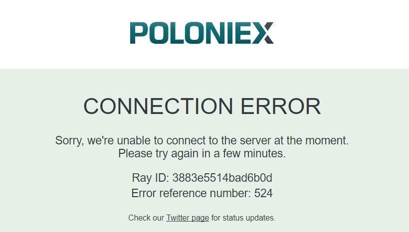 Corretora de criptomoedas Poloniex ficou offline.BTCSoul.com