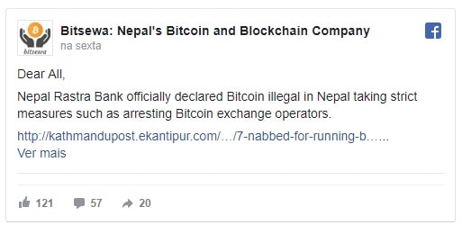 Bitcoin está proibido no Nepal. BTCSoul.com