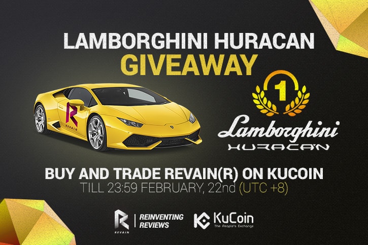 A Revain está emocionada em anunciar uma competição única na parceria com a Exchange KuCoin onde um Lamborghini Huracan Coupe será apresentado como prêmio principal.